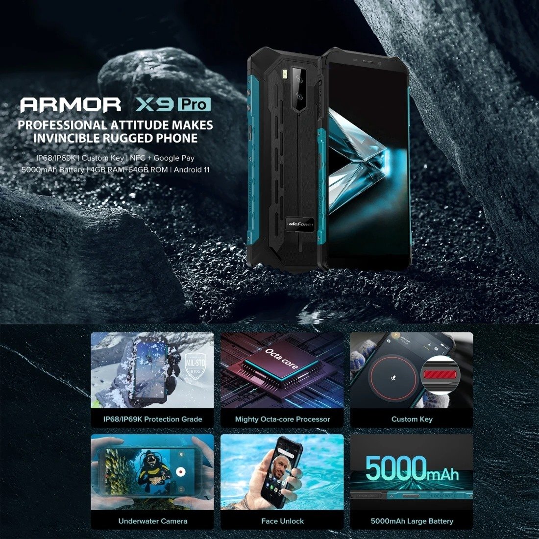 Ulefone Armor X9 Pro mobile phones 3g&4g smartphone 5.5" smart phone 5g smartphone 4GB+64GB Octa Core 5000mAh Rugged Phone